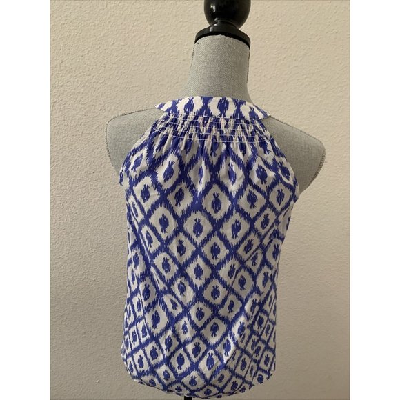 Lilly Pulitzer 100% Silk Top XXS Blue White Sleeveless Beautiful Buttons RARE - Picture 5 of 7